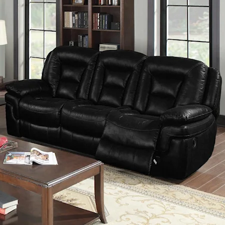 Casual Faux Leather Sofa with 2 Recliners